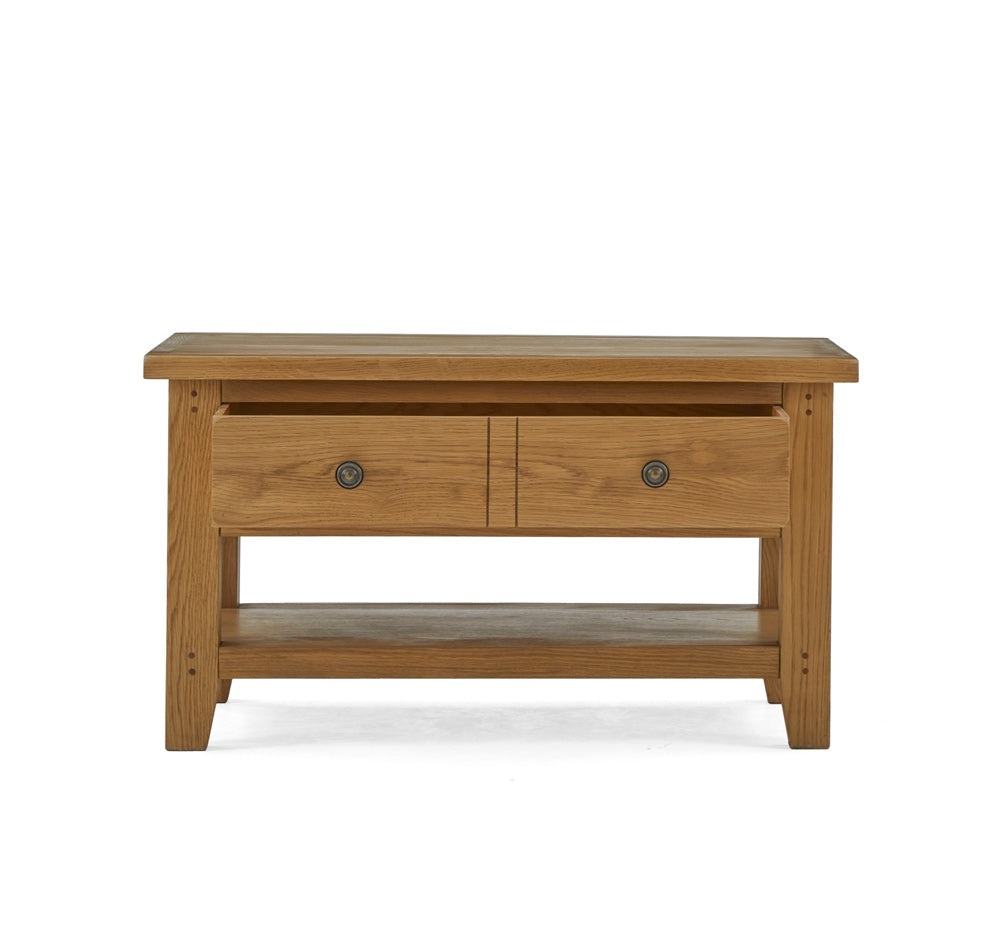 Burford Small Coffee Table with drawer open front view
