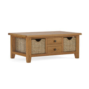 Burford Large Coffee Table with Baskets from front side Angle