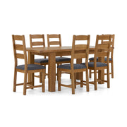 Small Butterfly Extending Table with 6 chairs and extension in place - Angled