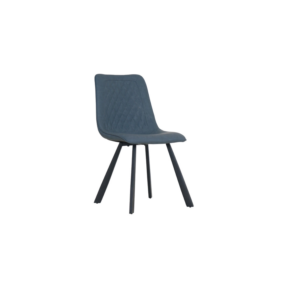 Blue chair with black legs on a white background