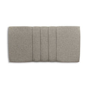 Gray / silver upholstered headboard with a textured finish on a white background