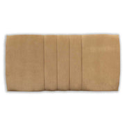 Gray / silver upholstered headboard with a textured finish on a white background