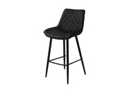4 Legged Bar Stool with Black Legs and Black PU. Diamond Shape stitching