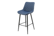 4 Legged Bar Stool with Black Legs and Blue PU. Diamond Shape stitching
