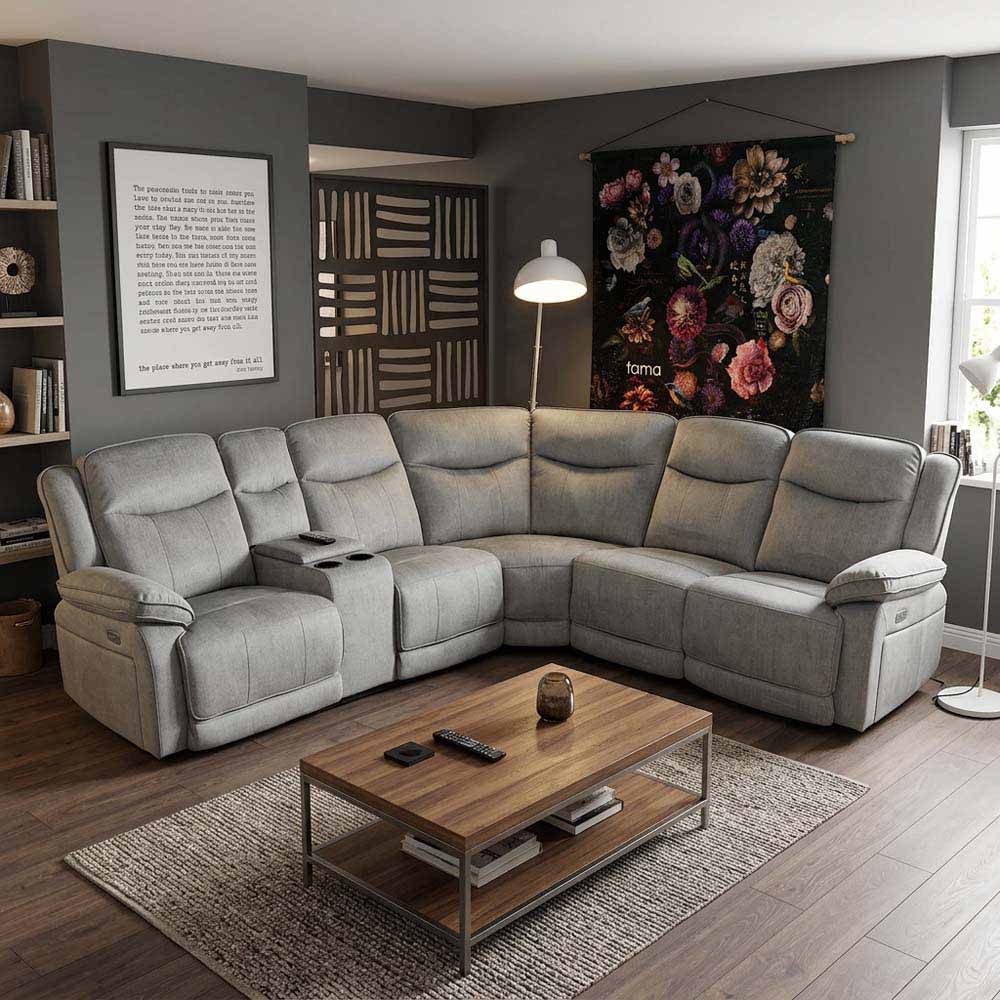 Silver corner sofa in a room setting