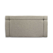 Gray upholstered headboard on a white background