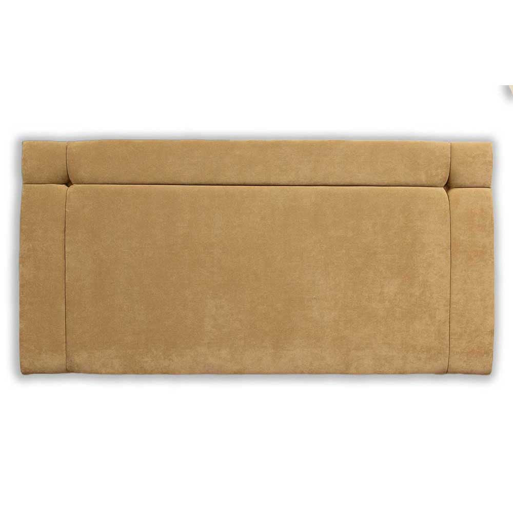 Beige upholstered headboard on a white background