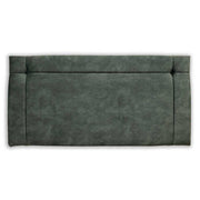 Dark gray fabric headboard on a white background