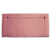 Pink upholstered headboard on a white background