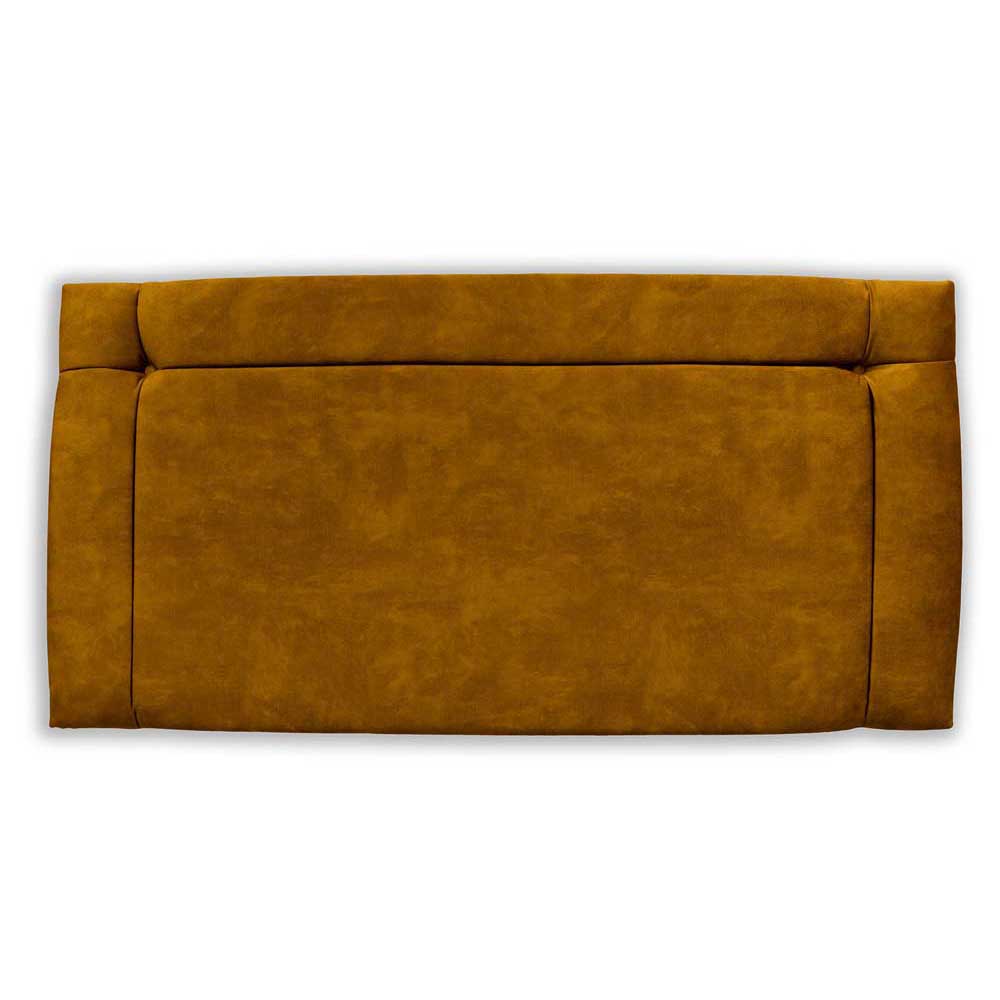 Tumeric velvet upholstered headboard on a white background