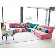 Arianna Love Modular Corner Sofa Upholstered in Pink, Blue and Patterned Fabric