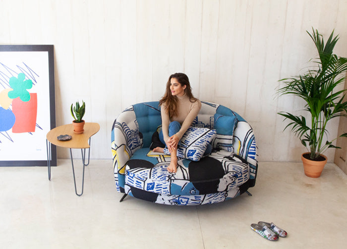 Astoria Love Seat Chair with model