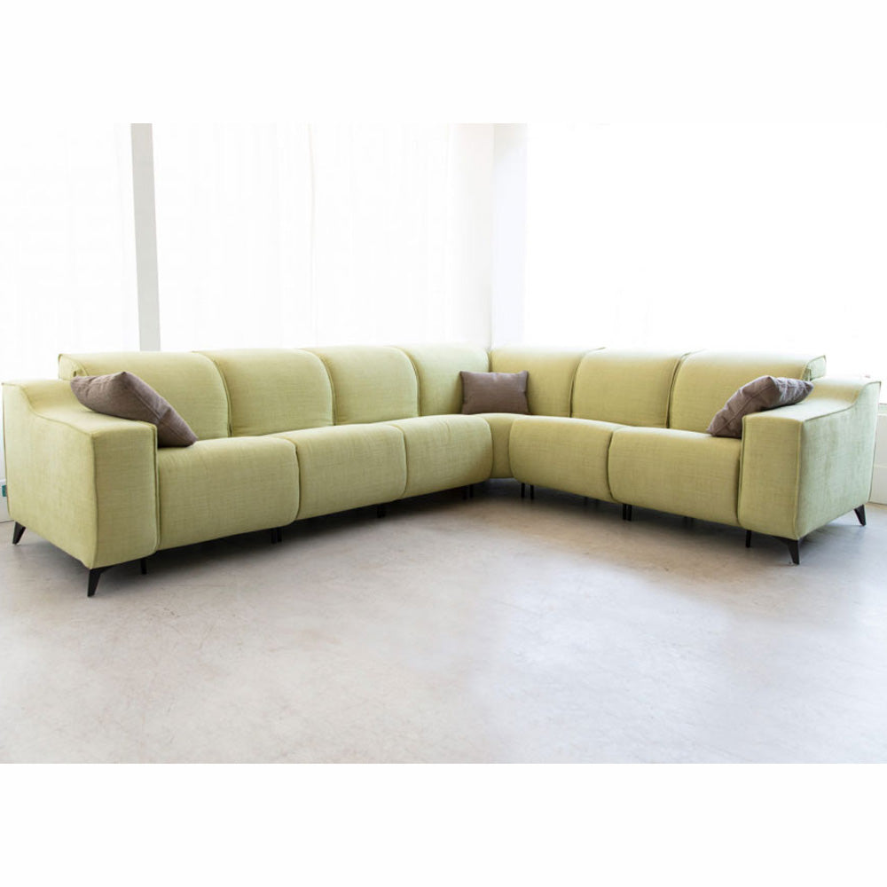 Large Modular Corner Sofa named Baltia by Fama in Light Green Fabric