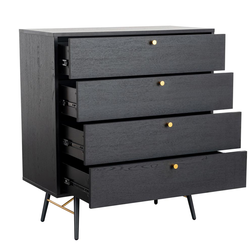 Barcelona 4 Drawer Chest - Black and Copper