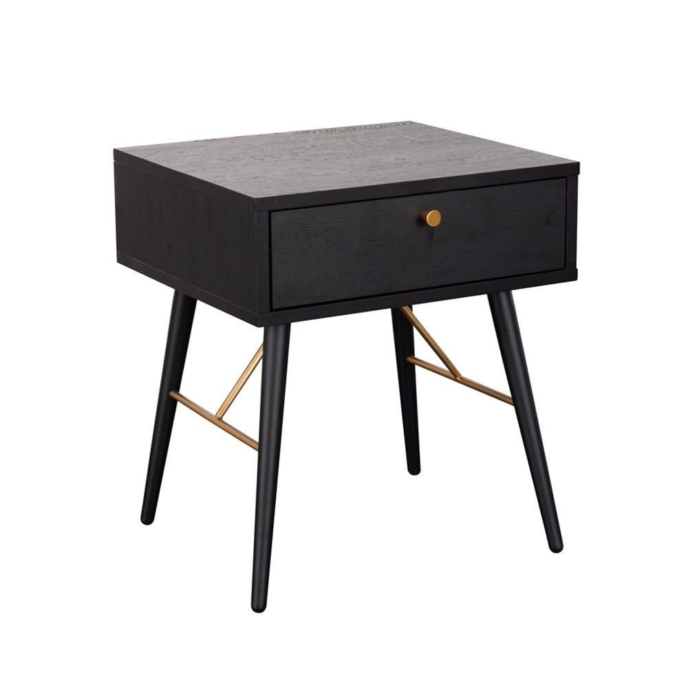 barcelona bedside table 1 drawer black and copper