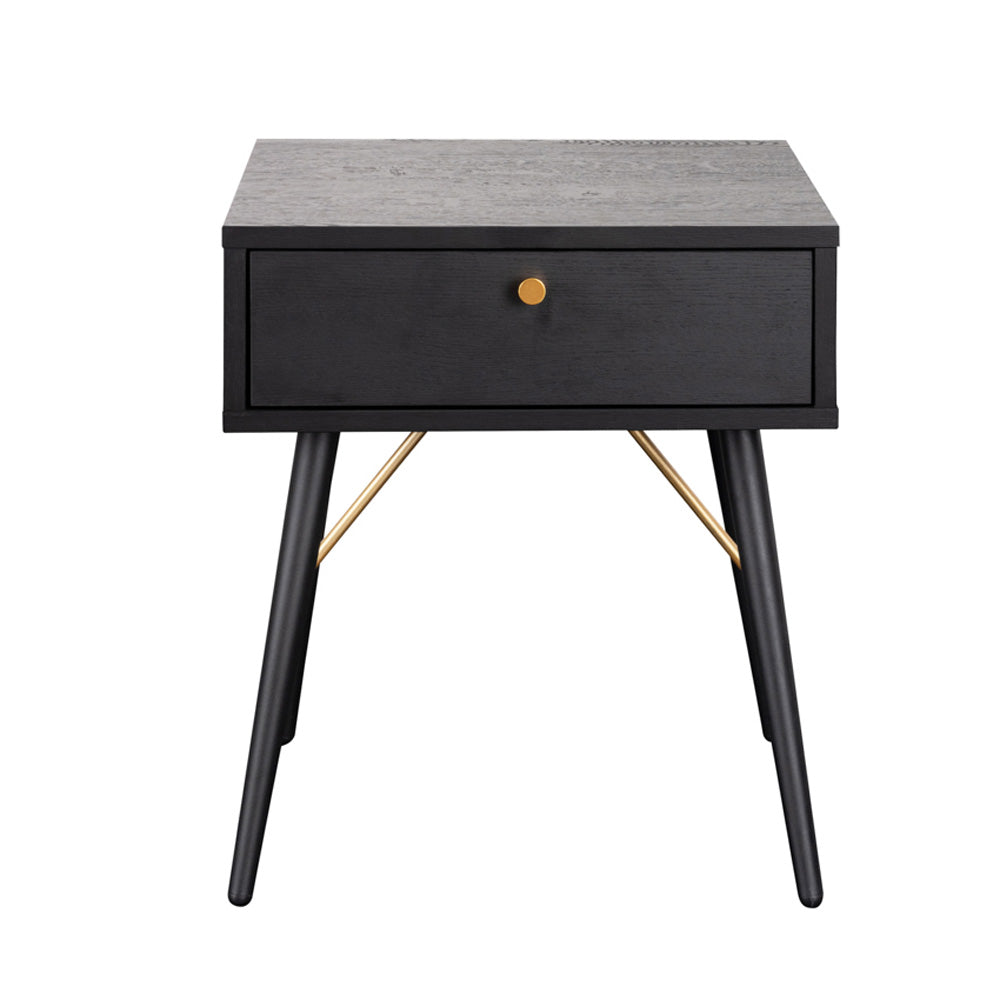 Barcelona Bedside Table 1 Drawer - Black and Copper
