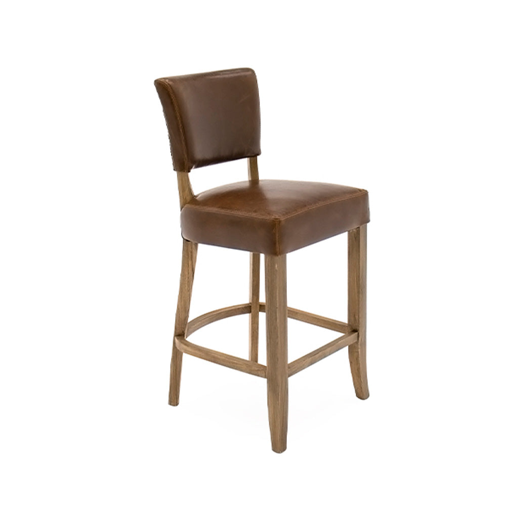 duke bar chair leather tan brown
