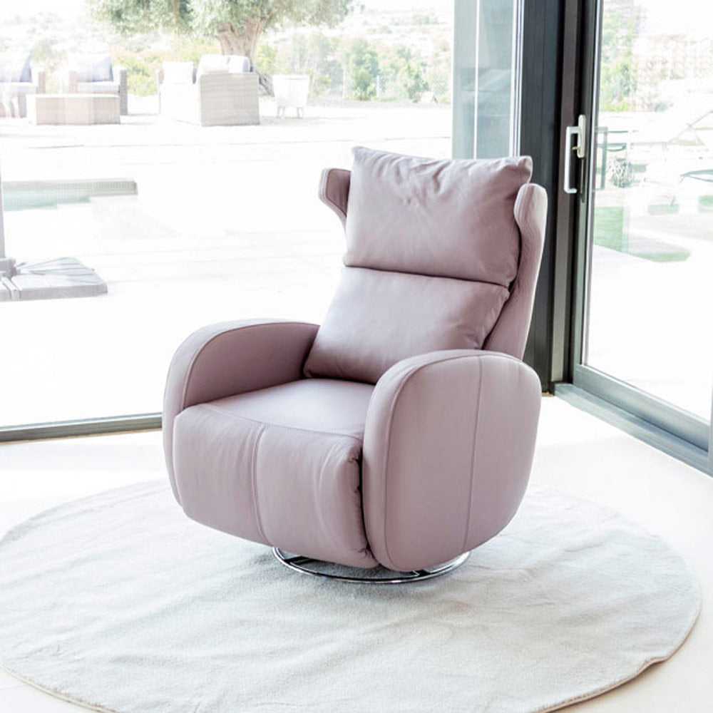 Kylian Reclininer Chair by Fama. Photographed in Light Mauve leather colour