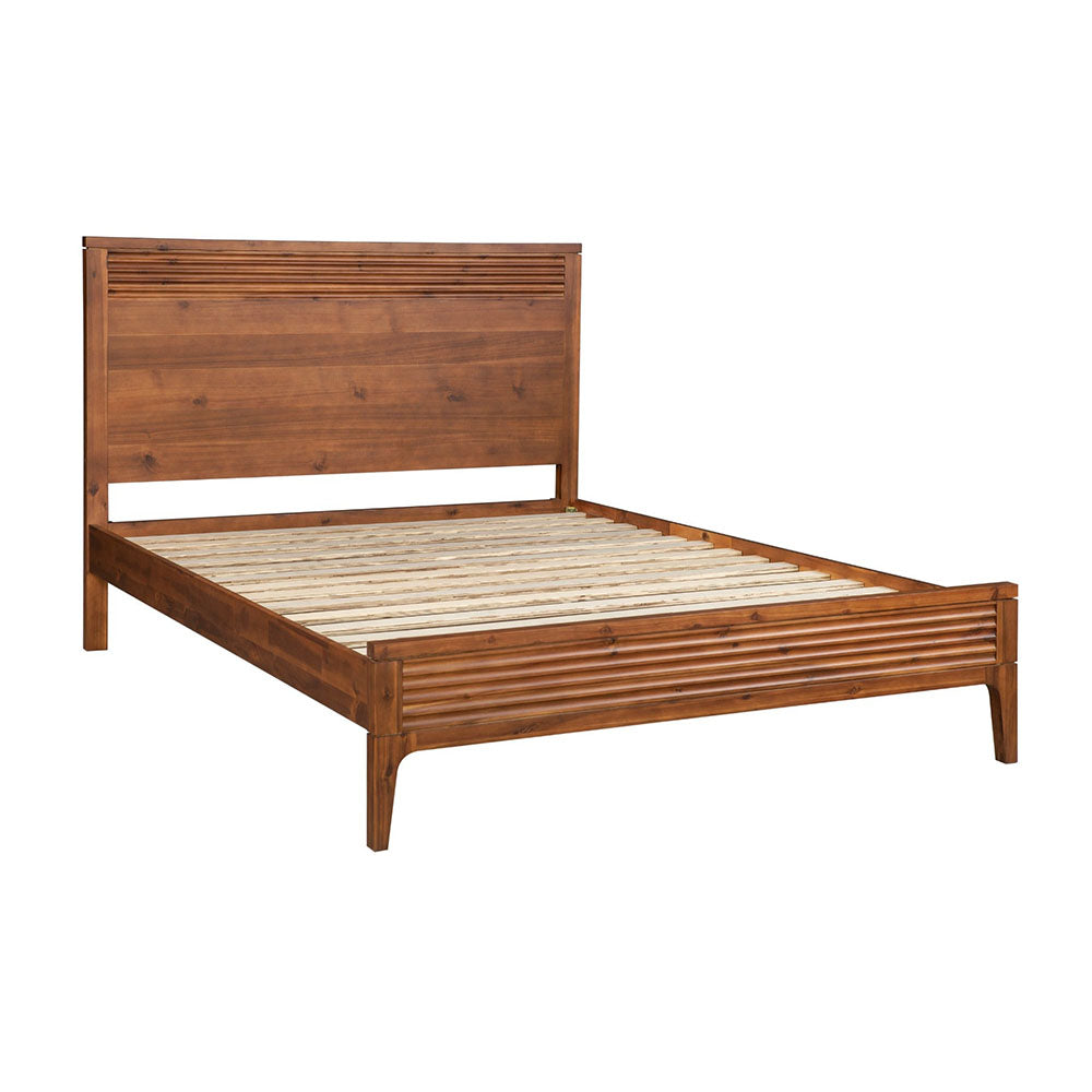 Wooden bed frame on a white background