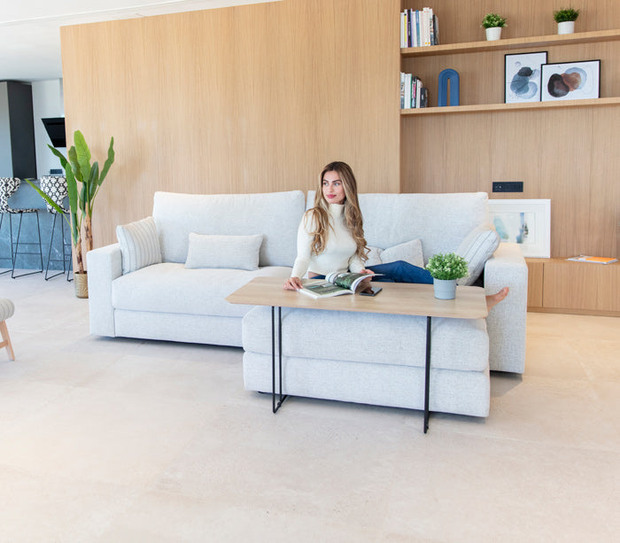 Hector sofa by Fama with Footstool and model -and coffee table