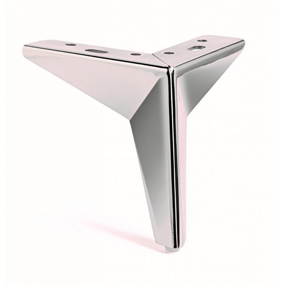 Chrome metal sofa foot option on a white background