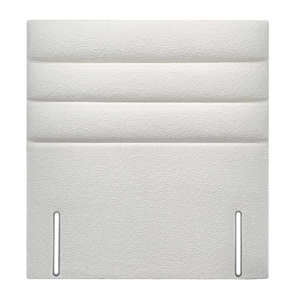 Cream textured headboard with two vertical slots on a white background