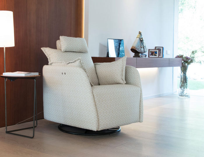 Nadia Swivel Electric Recliner by Fama