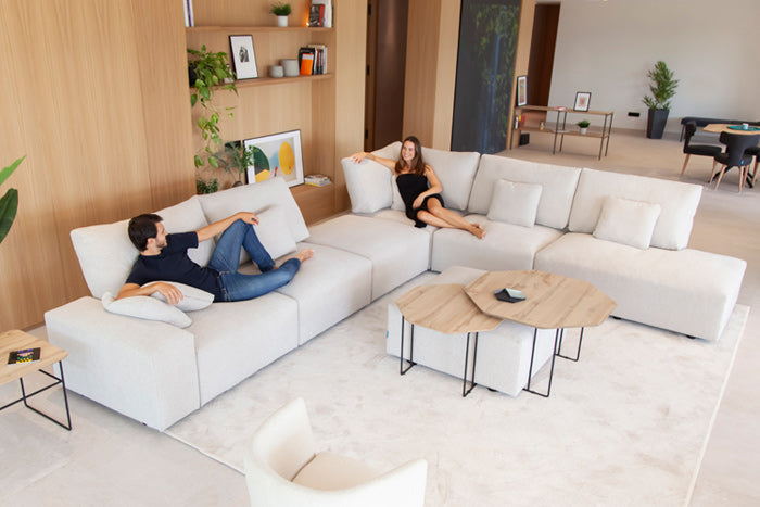 Large Neutral Colour Corner Teseo Sofa by Fama