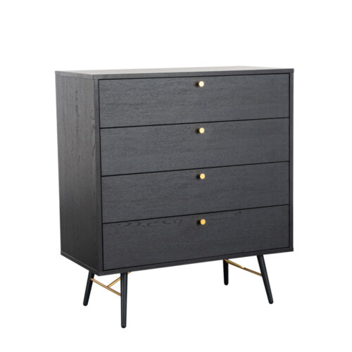 barcelona 4 drawer chest black and copper