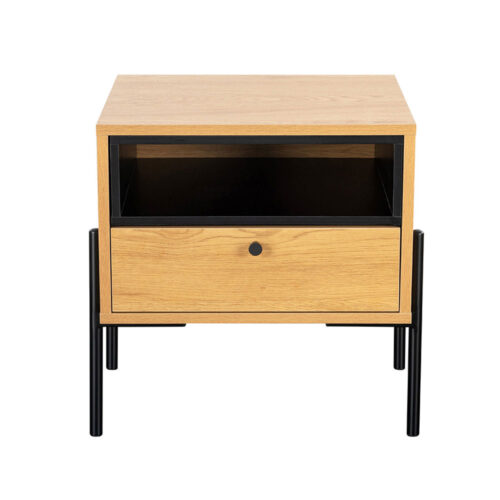 madrid bedside table 1 drawer oak and black