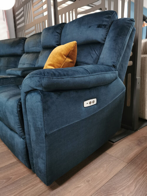 Lisbon Blue Corner Sofa with recliners