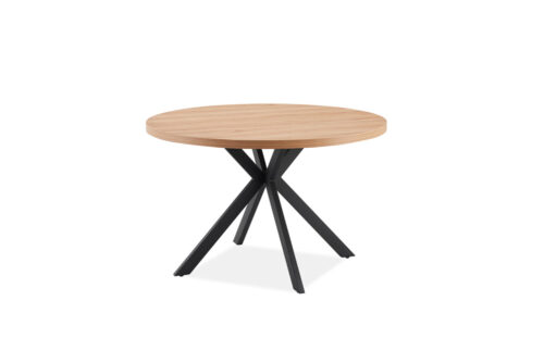 Fredrik 1.2m Round Dining Table Oak effect. 4 Black legs