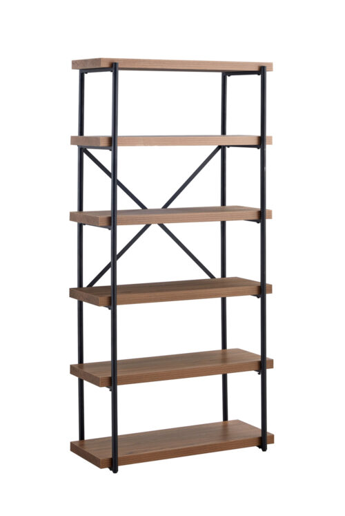 Tall Bookcase Open Shelves. Fredrik Walnut effect Bookshelf