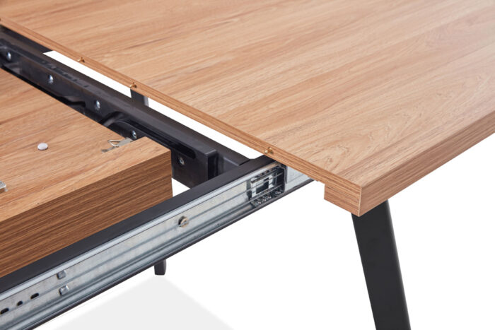 Close up of Extension Mechanism to easily operate Table. Oak Table