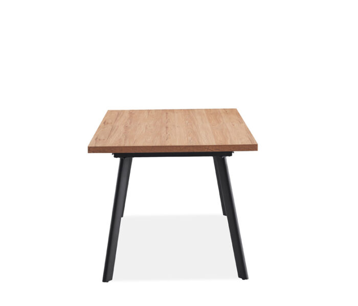 Oak wood effect Fredrik table from end view