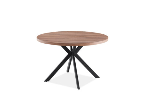 Fredrik 1.2m Round Dining Table Walnut effect. 4 Black legs