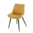 Yellow PU Dining Chair with bleck legs. Diamond shape stitching on back of seat.