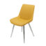 Yellow PU Dining Chair with Chrome legs. Diamond shape stitching on back of seat.