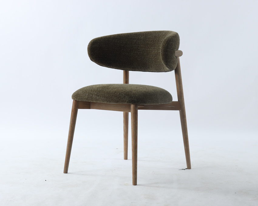 Anita Curved Oak back Dining Chair - Side Front View