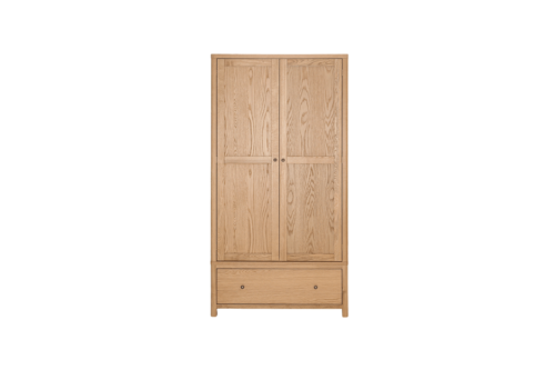 2 Door oak wardrobe with drawer at the bottom