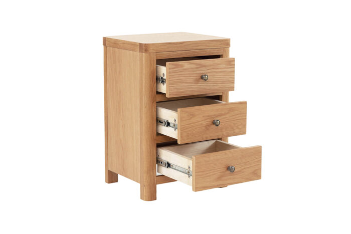 Renata Bedside Locker 3 Drawer - Oak - Image 3
