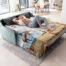 Apolo sofa with Model lying on Foam Mattress
