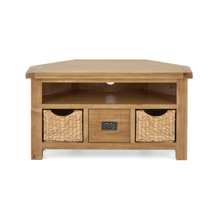 Salisbury Oak Corner TV Unit with Baskets - Image 2