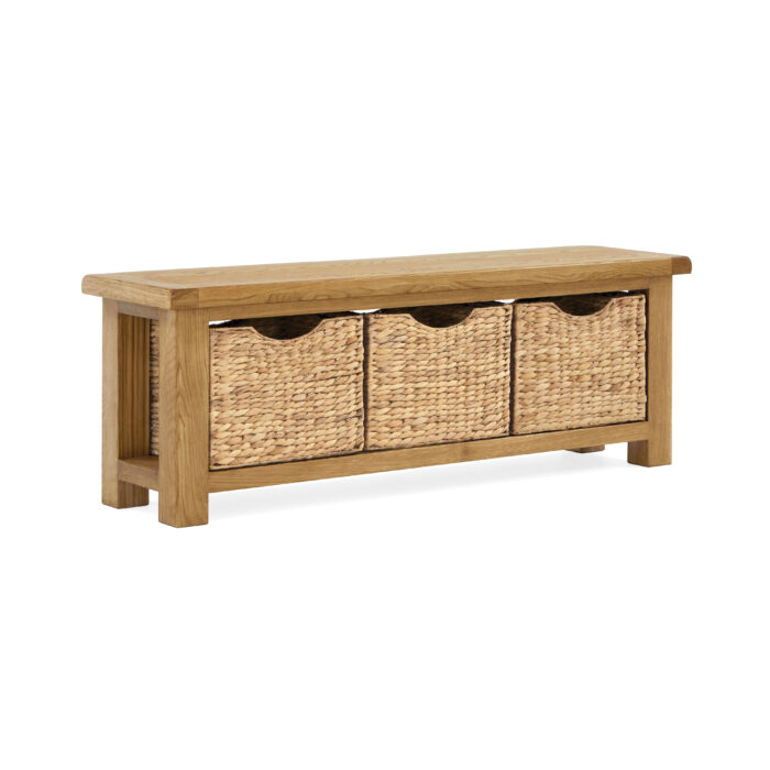 Salisbury Oak Bench with Baskets - Image 2