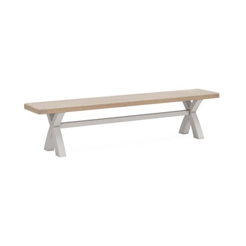 Oak bench, painted grey.
